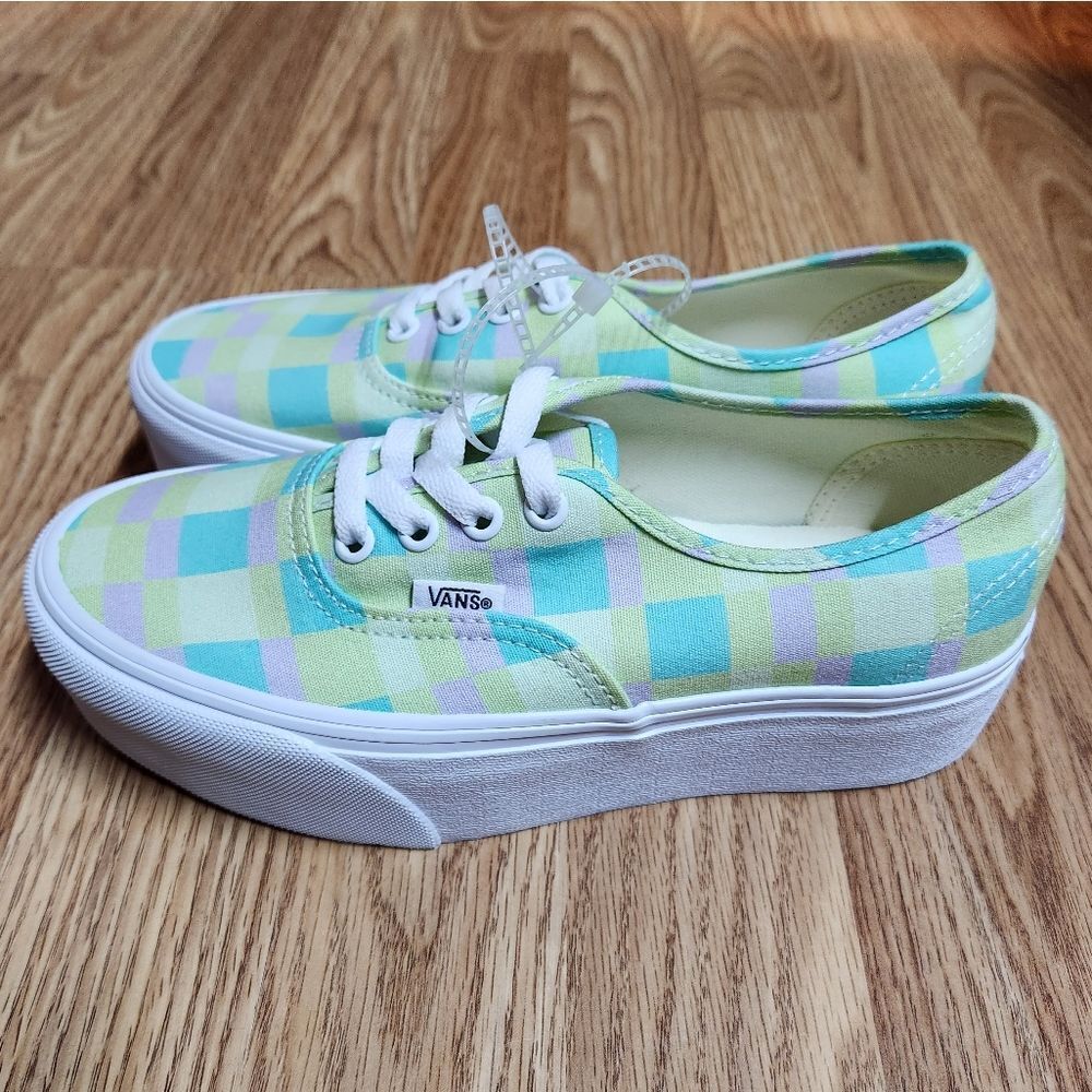 🇬🇪🔥NWT Vans Pastel Checkered Picnic Plaid Unisex Stackform Sneakers Size 6.5 - Picture 8 of 11